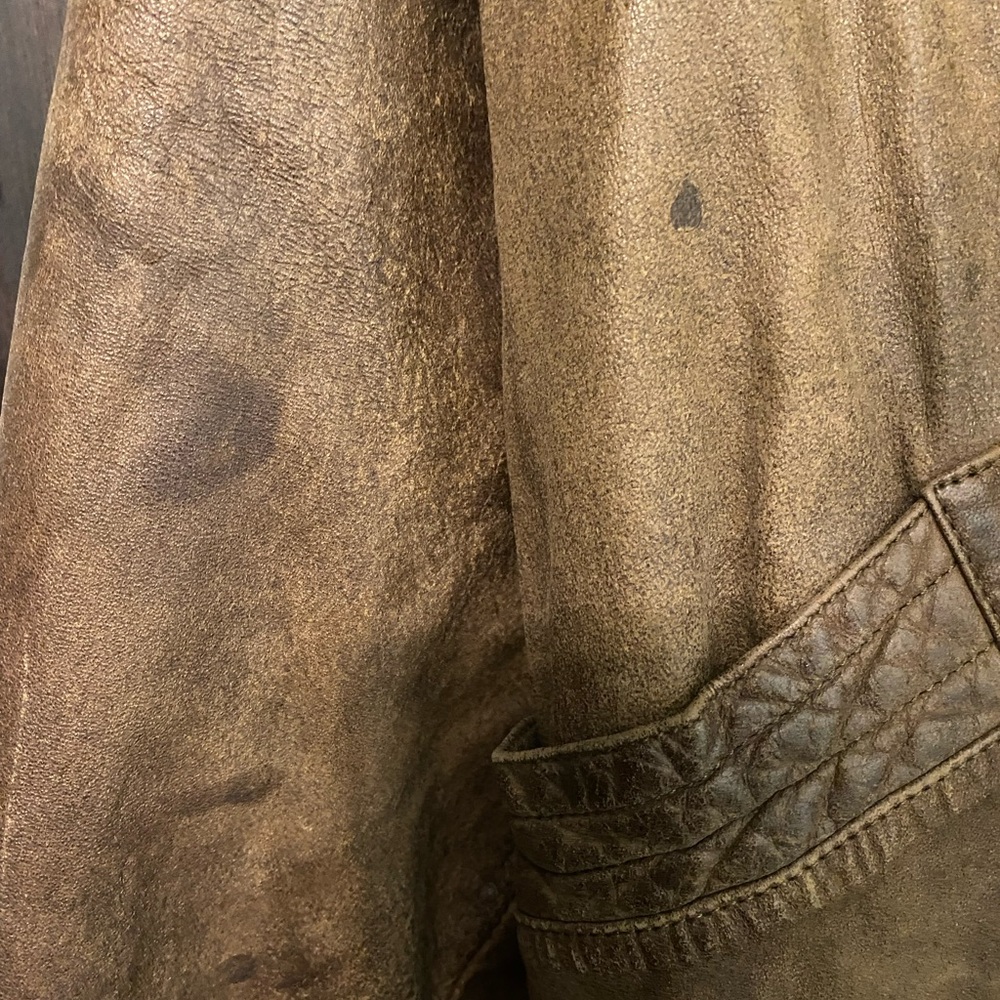 Vintage Brown Leather Jacket with Cream Sherpa Collar - Picture 3 of 6